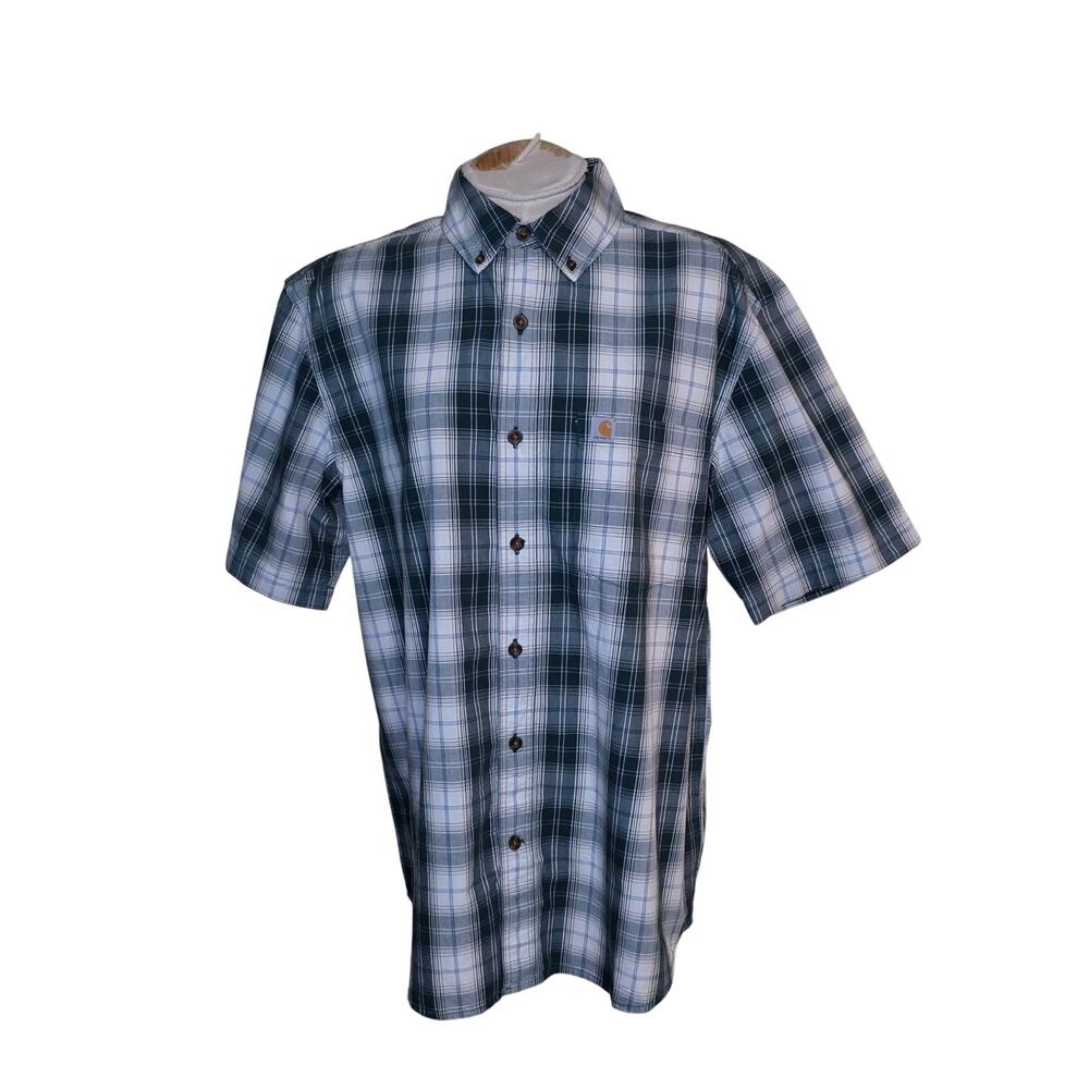 Carhart Men's Shirt M Plaid‎ Relaxed Fit Button-Down Collar Short sleeve
